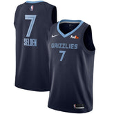 7 - Men's Nike Wayne Selden Memphis Grizzlies Swingman Sponsor Patch Jersey – Icon Edition - Navy