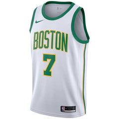 7 - Men's Nike Jaylen Brown White Boston Celtics City Edition Swingman Jersey - White