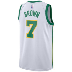 7 - Men's Nike Jaylen Brown White Boston Celtics City Edition Swingman Jersey - White