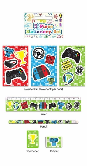 5 Piece Gamer Stationery Set