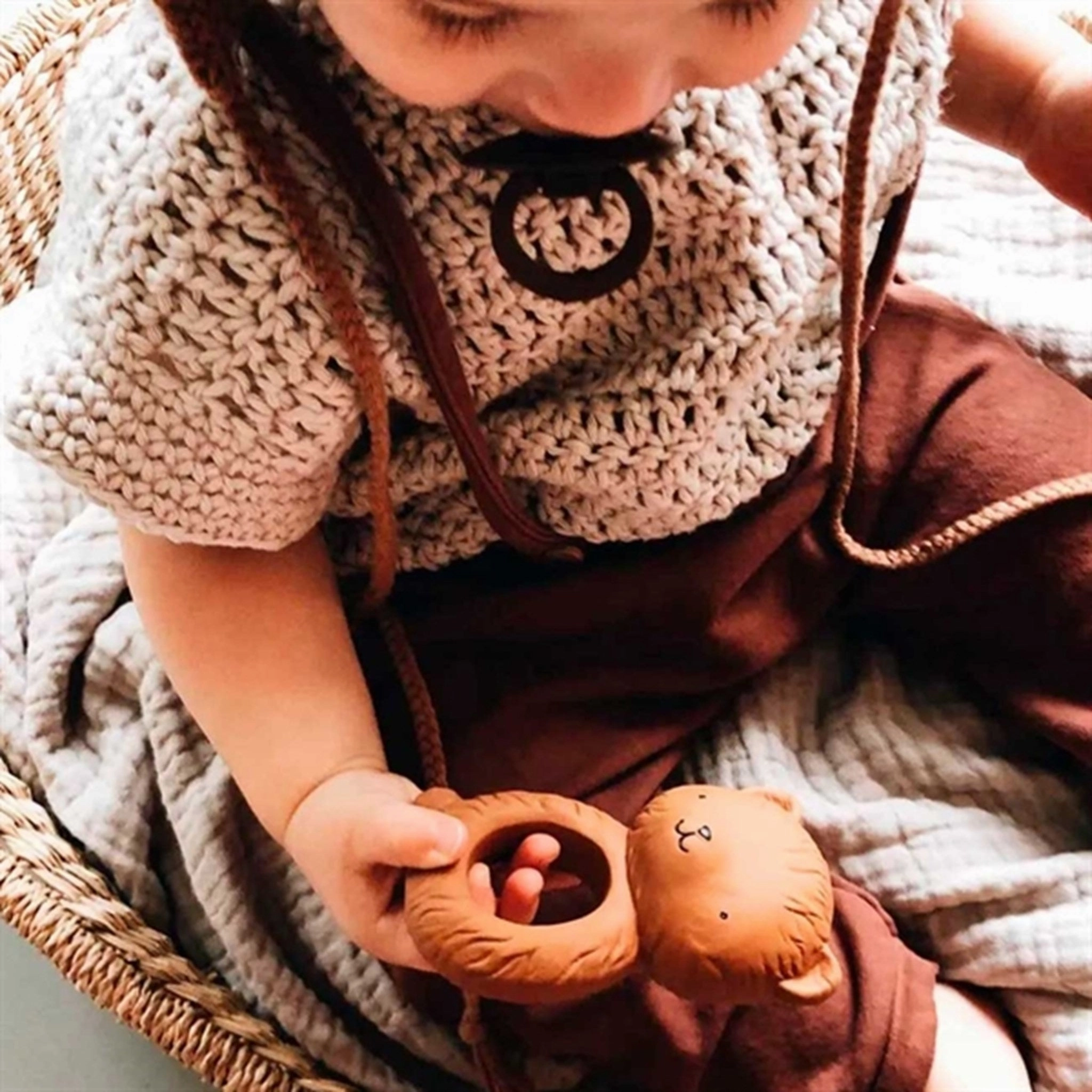 A Little Lovely Company Teether Ring Bear