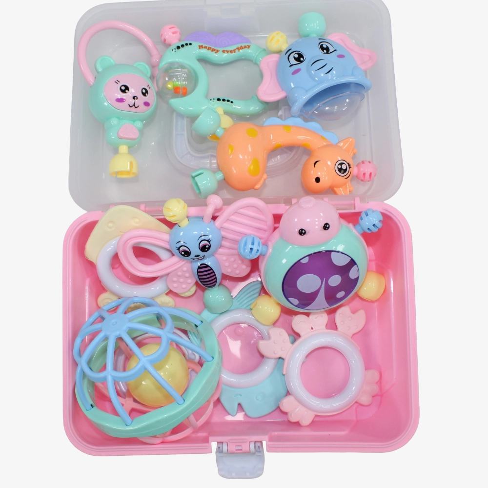 Baby Rattle Box  10 Pieces  Pink