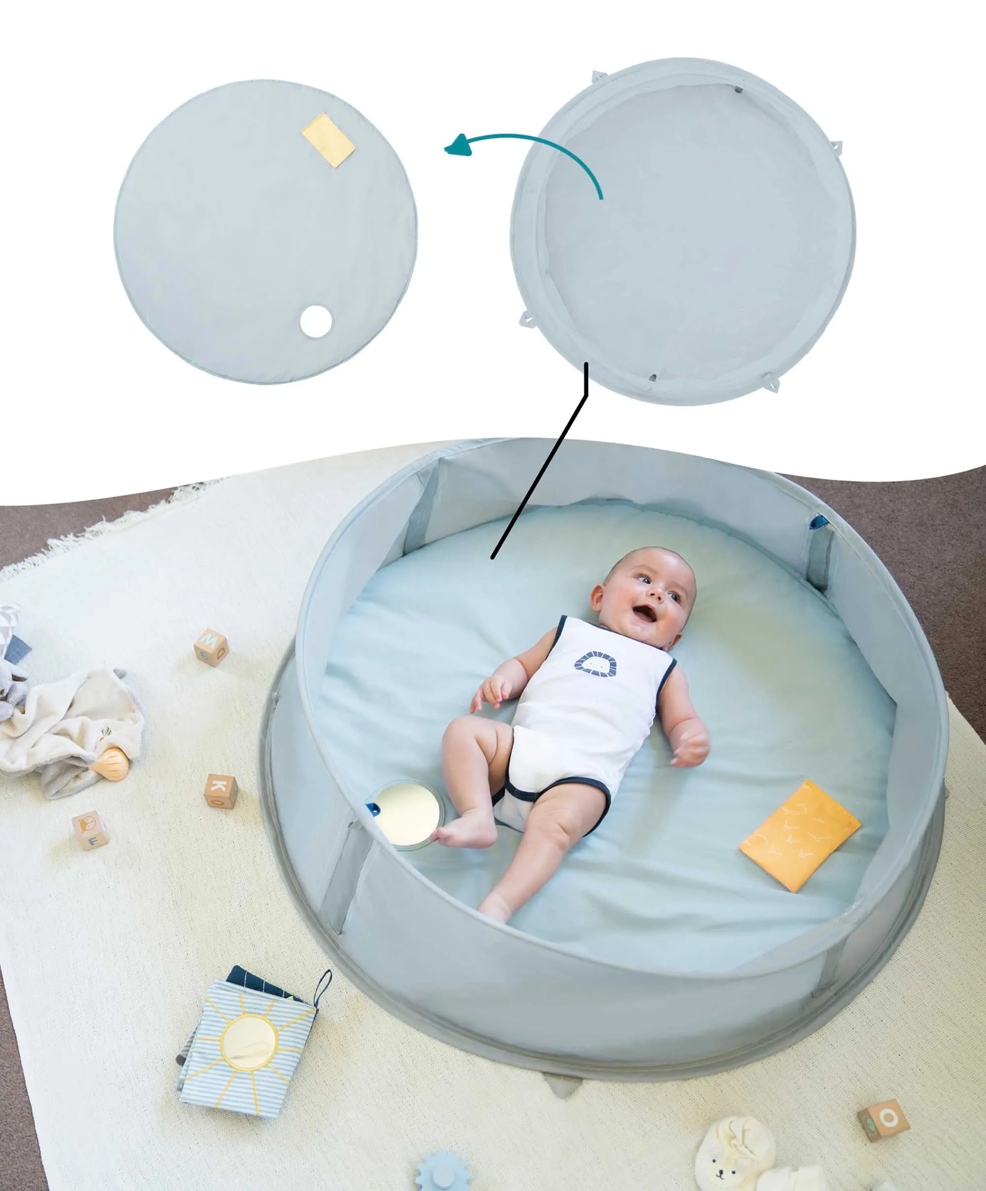 Babymoov Aquani Anti-UV Tent, Paddling Pool & Playpen UPF 50  - Mariniere