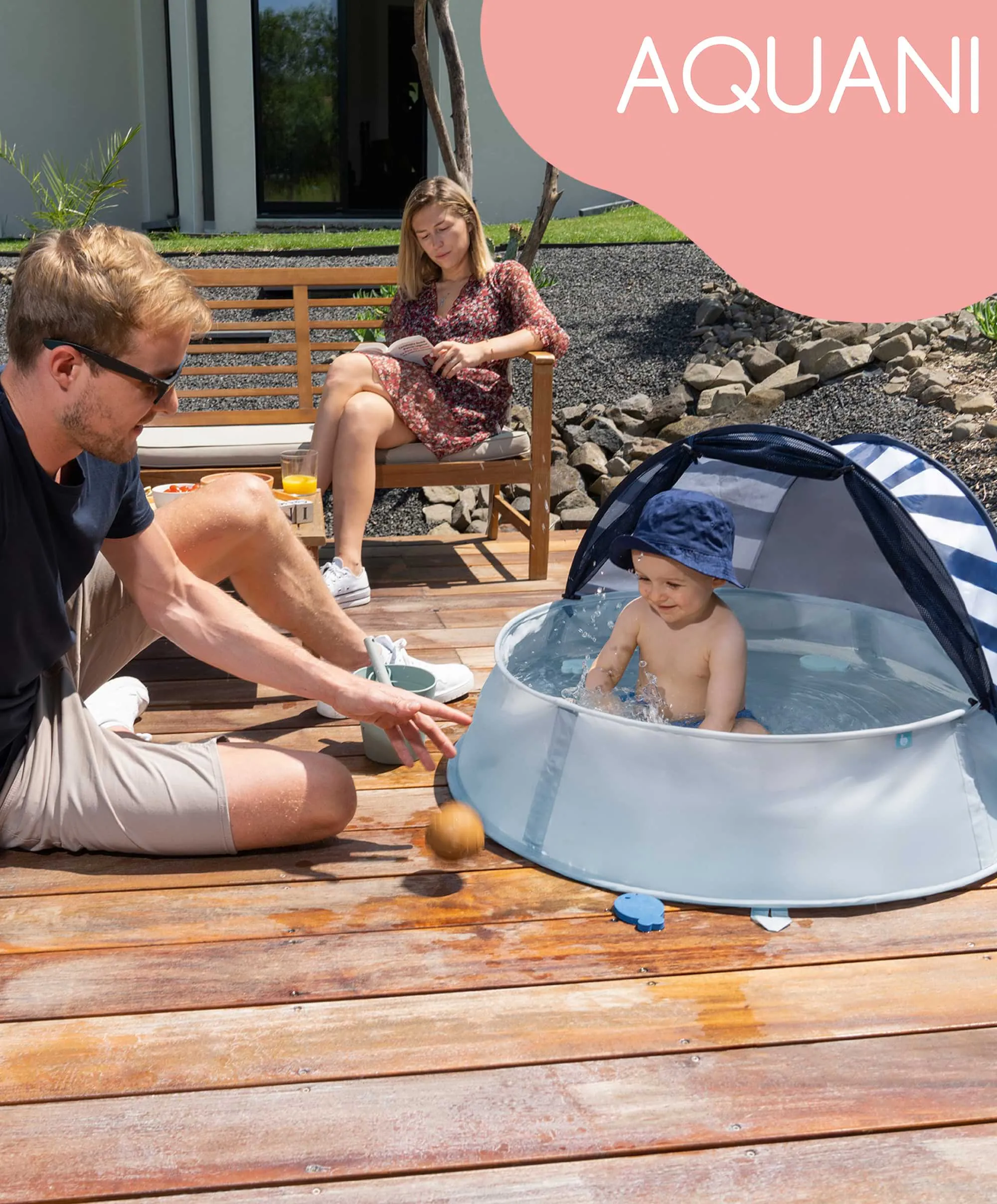 Babymoov Aquani Anti-UV Tent, Paddling Pool & Playpen UPF 50  - Mariniere