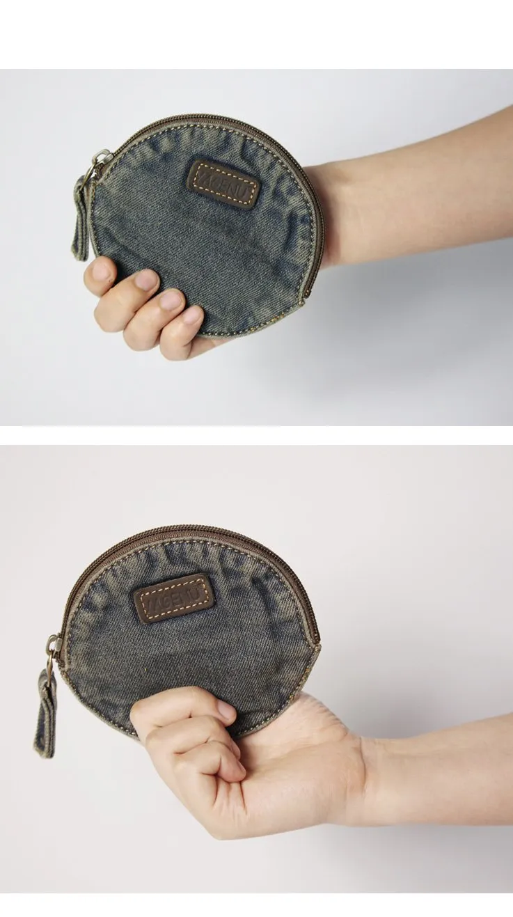 Blue Denim Mens Small Wallet billfold Wallet Keychain Wallet Coin Purse For Men