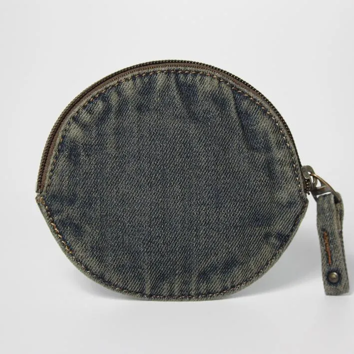 Blue Denim Mens Small Wallet billfold Wallet Keychain Wallet Coin Purse For Men