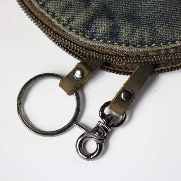 Blue Denim Mens Small Wallet billfold Wallet Keychain Wallet Coin Purse For Men