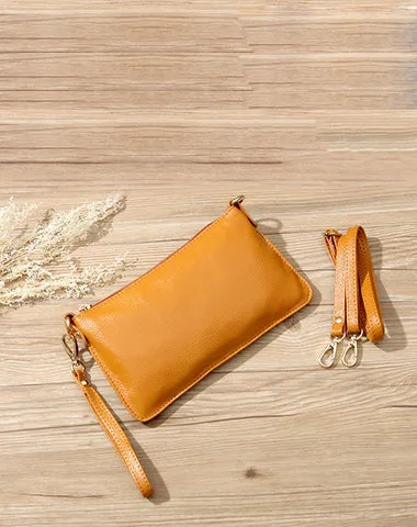Blue Leather Wristlet Wallet Womens Small Minimalist Shoulder Purse Zip Crossbody Purse Slim Shoulder Bag for Women