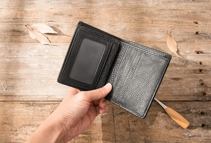Braided Leather Mens Small Wallets Bifold billfold Slim Front Pocket Wallet for Men
