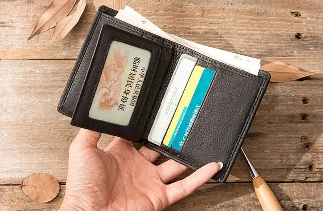 Braided Leather Mens Small Wallets Bifold billfold Slim Front Pocket Wallet for Men