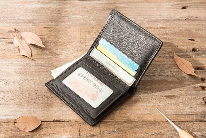 Braided Leather Mens Small Wallets Bifold billfold Slim Front Pocket Wallet for Men