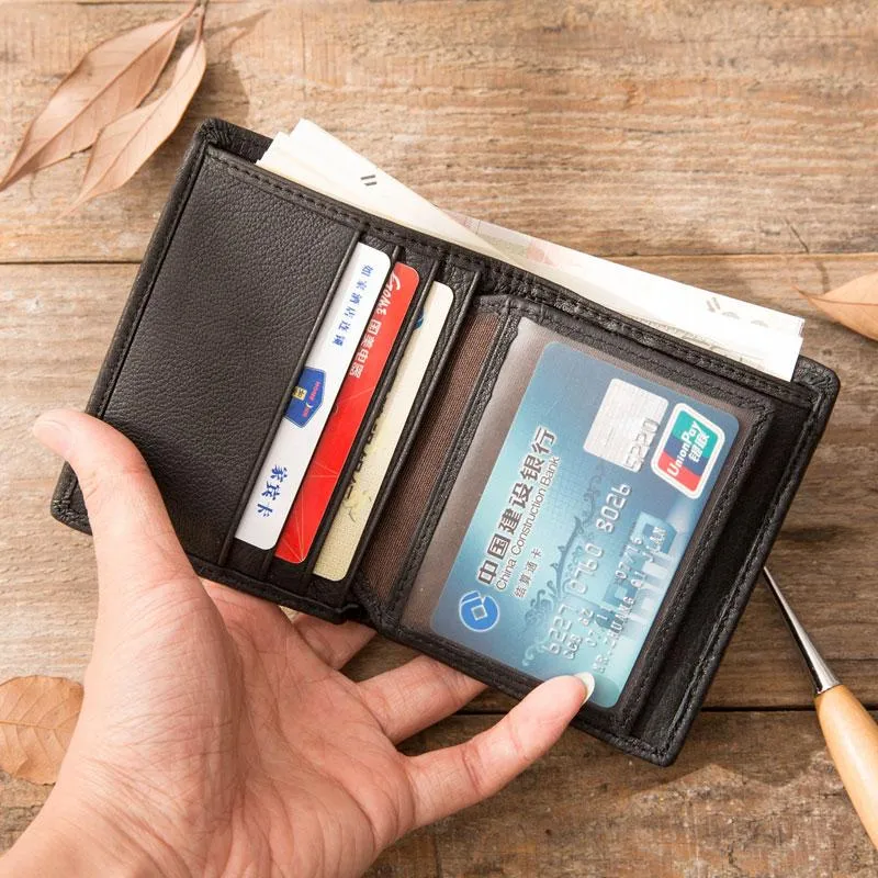 Braided Leather Mens Small Wallets Bifold billfold Slim Front Pocket Wallet for Men