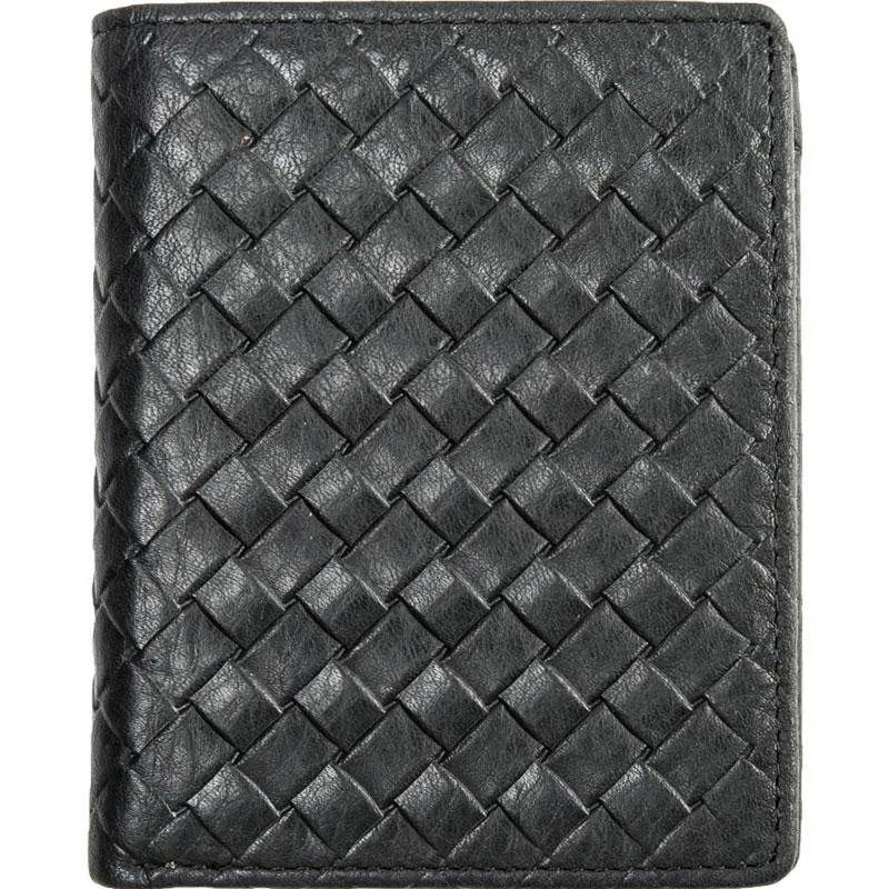 Braided Leather Mens Small Wallets Bifold billfold Slim Front Pocket Wallet for Men