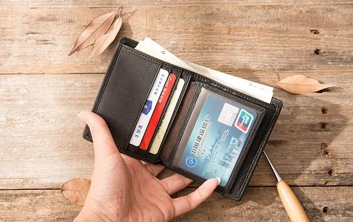 Braided Leather Mens Small Wallets Bifold billfold Slim Front Pocket Wallet for Men