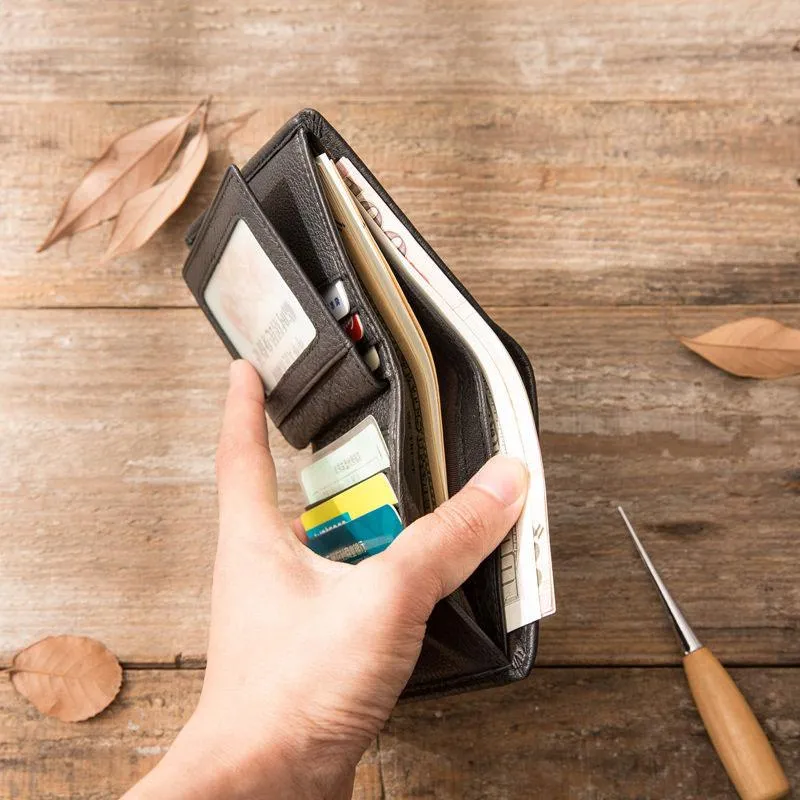Braided Leather Mens Small Wallets Bifold billfold Slim Front Pocket Wallet for Men