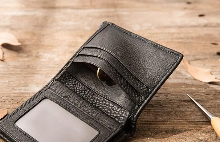 Braided Leather Mens Small Wallets Bifold billfold Slim Front Pocket Wallet for Men