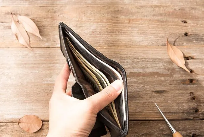 Braided Leather Mens Small Wallets Bifold billfold Slim Front Pocket Wallet for Men