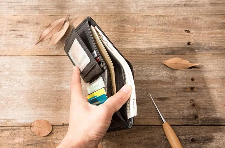 Braided Leather Mens Small Wallets Bifold billfold Slim Front Pocket Wallet for Men