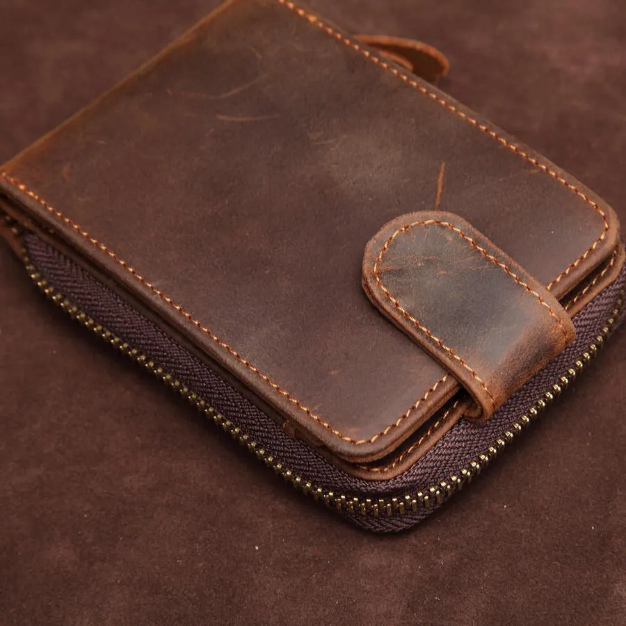 Brown Leather Billfold Cards Wallet for Men Small License Wallet Cards Wallets For Men