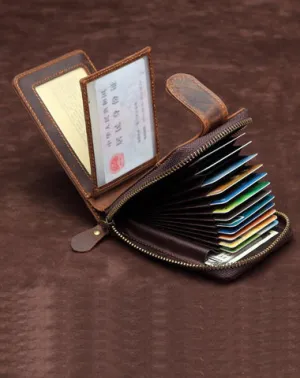 Brown Leather Billfold Cards Wallet for Men Small License Wallet Cards Wallets For Men