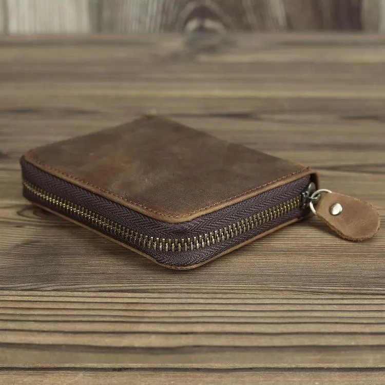 Brown Leather Men Billfold Wallet Leather Black Vertical Bifold Wallet with Coin Pockets For Men