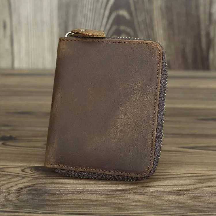 Brown Leather Men Billfold Wallet Leather Black Vertical Bifold Wallet with Coin Pockets For Men