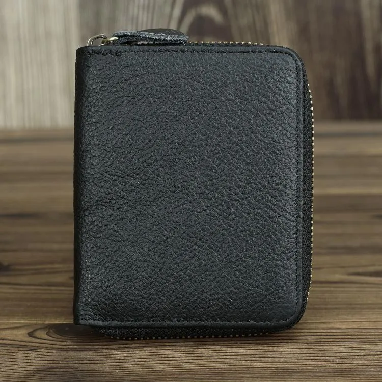 Brown Leather Men Billfold Wallet Leather Black Vertical Bifold Wallet with Coin Pockets For Men