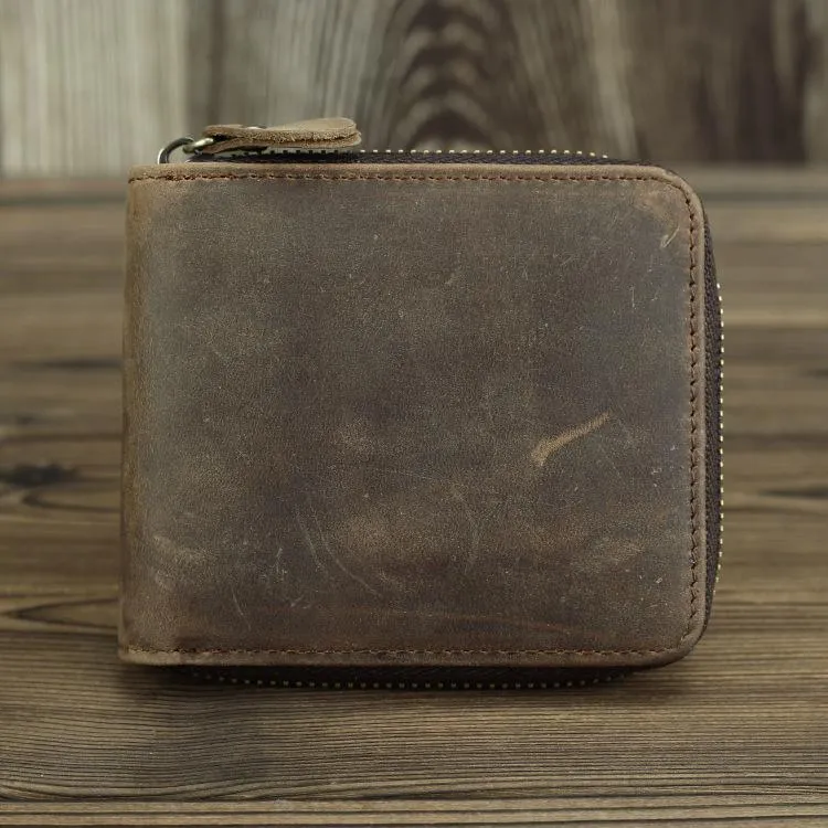 Brown Leather Men Billfold Wallet Leather Black Vertical Bifold Wallet with Coin Pockets For Men