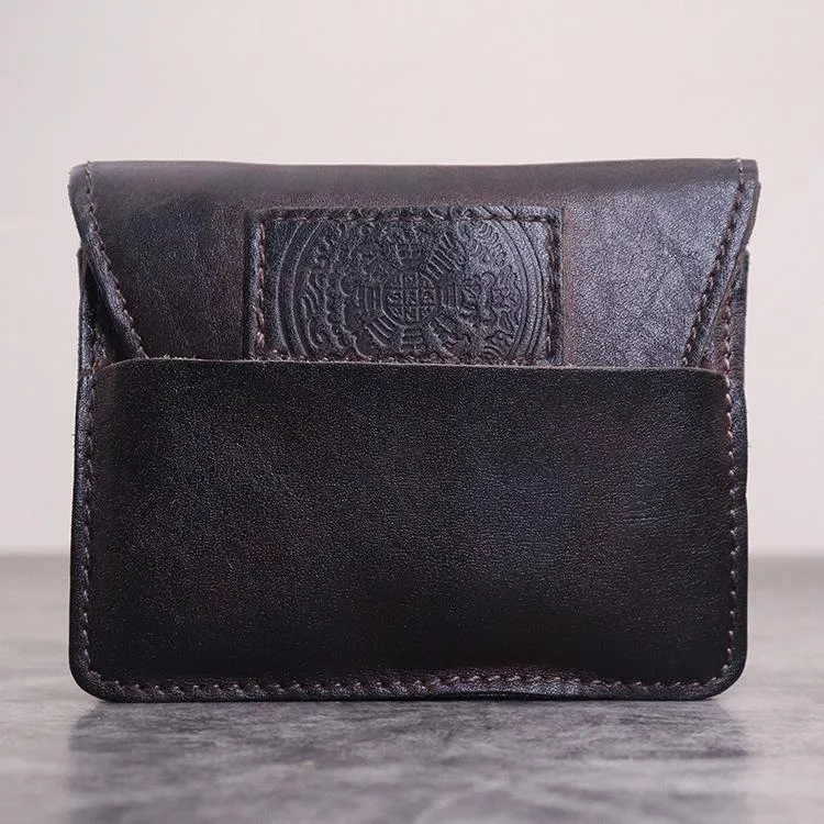 Brown Leather Men Card Holder Wallet Leather Card Holder Slim Wallet with Coin Pocket For Men