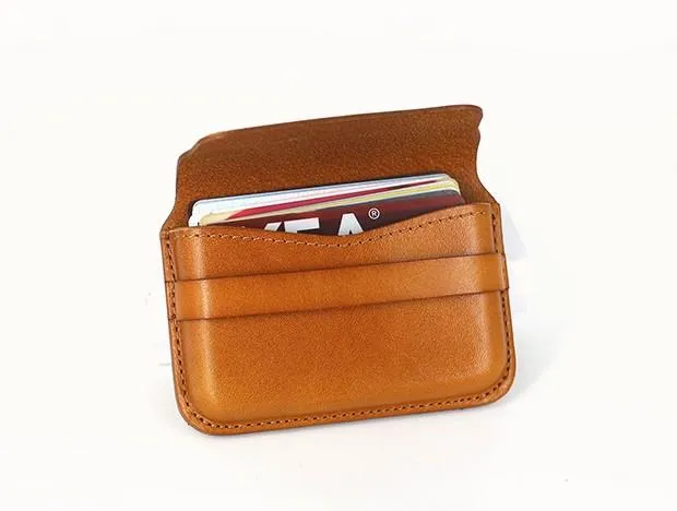 Brown Leather Mens Card Wallet Front Pocket Wallets Cool Small Change Wallet for Men