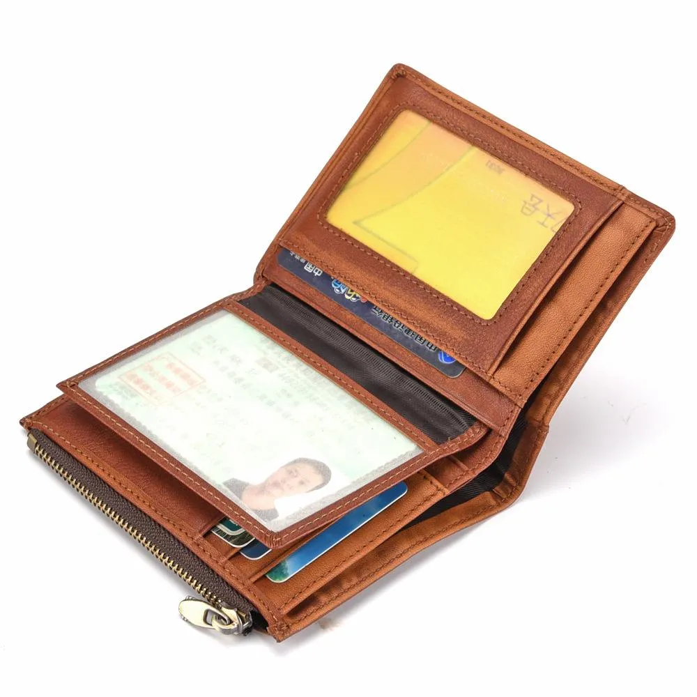 Brown MENS LEATHER Bifold Wallet Billfold Wallet Card Wallet Dark Brown Coin Wallet FOR MEN