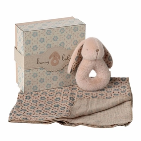 Bunny Rattle Baby Gift Set - Powder