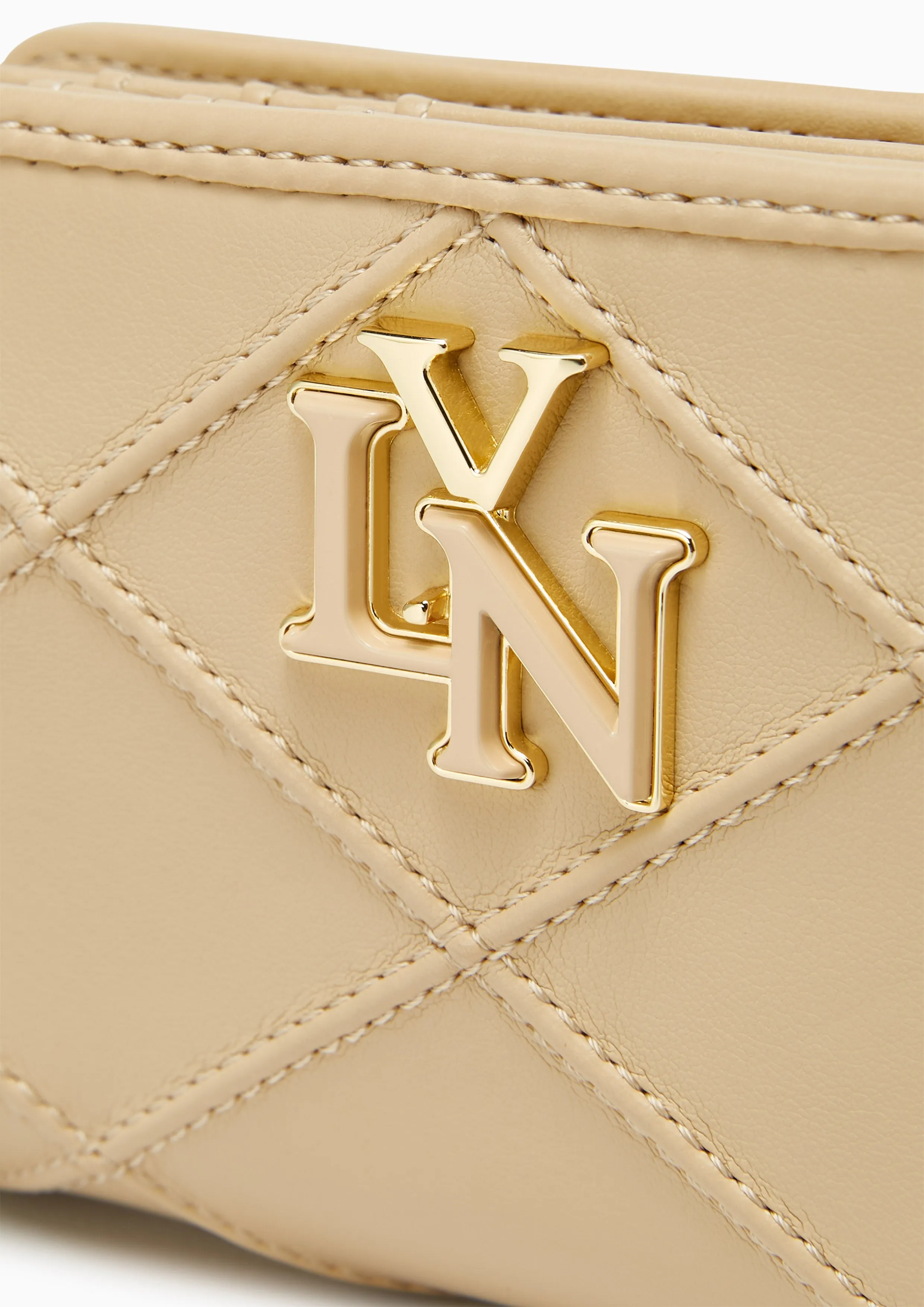 Camille Quilted Short Wallet Beige