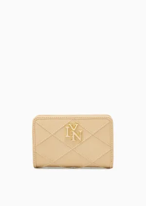 Camille Quilted Short Wallet Beige