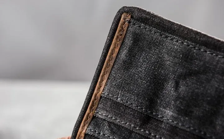 Canvas Leather Long Wallets for men Bifold Vintage Men Long Wallet