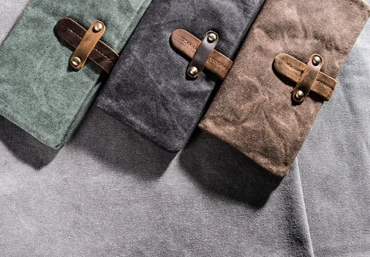 Canvas Leather Long Wallets for men Bifold Vintage Men Long Wallet