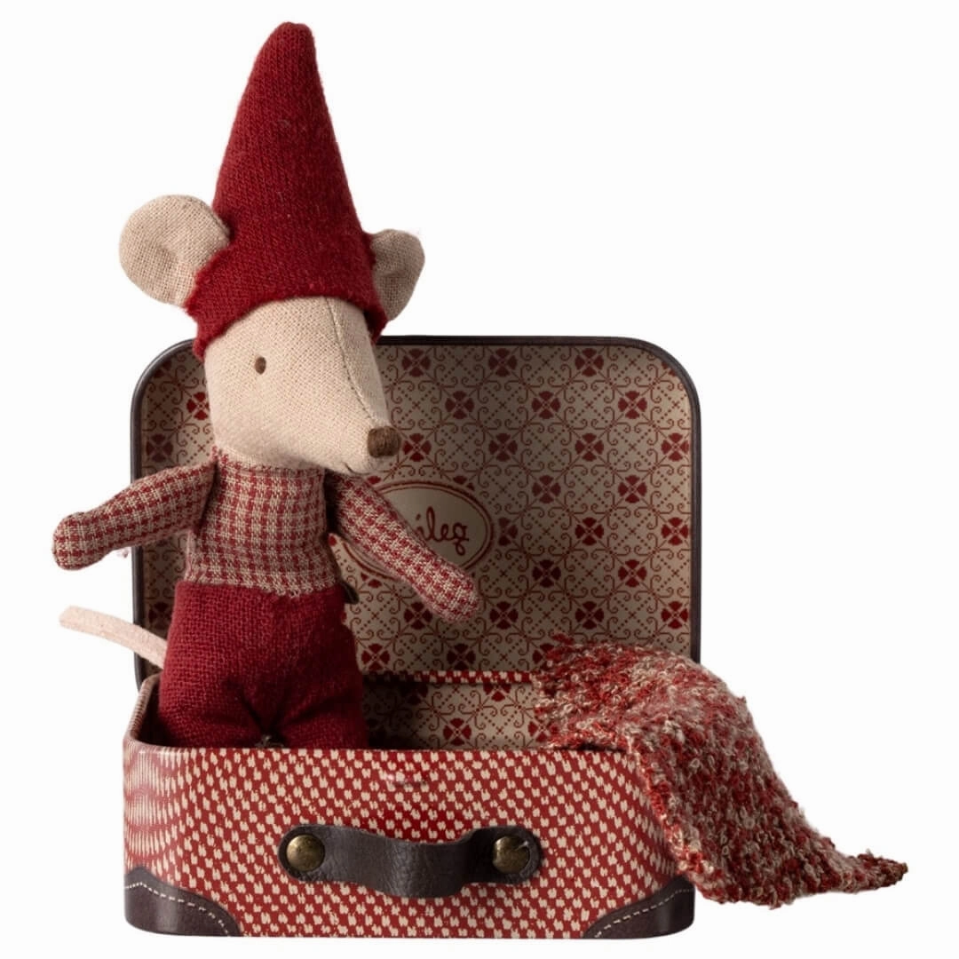 Christmas Baby Mouse with Suitcase