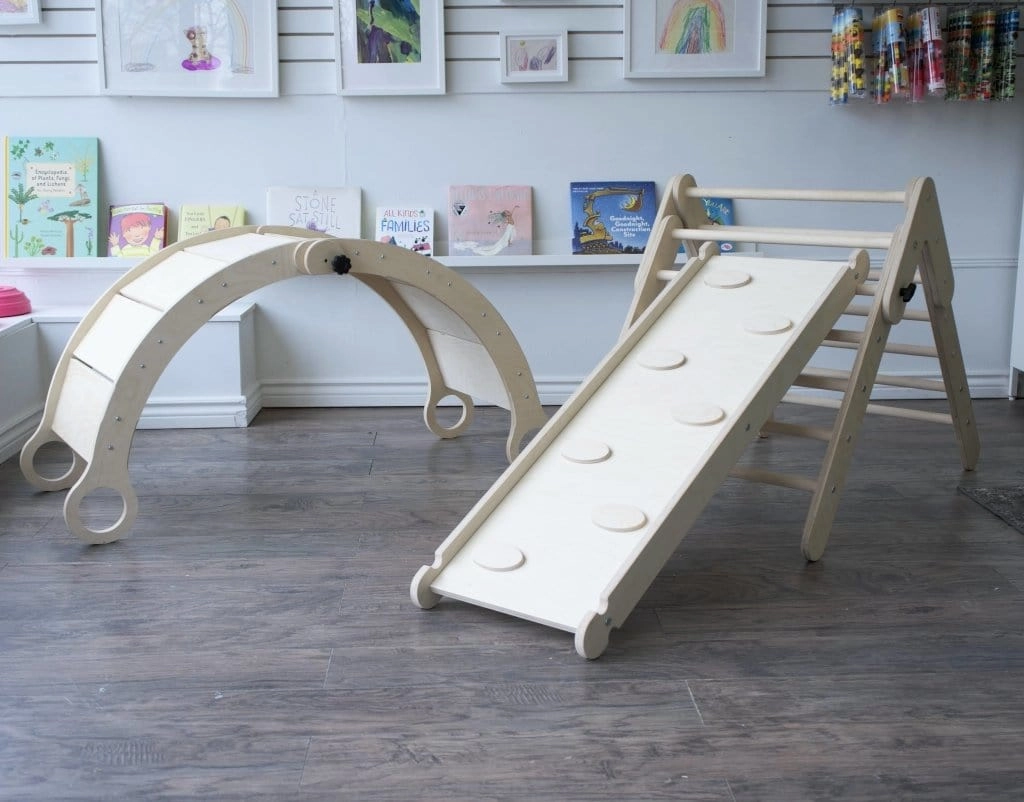 Climbing Bundle #2 - Waldorf Rocker   Montessori Climbing Triangle   Ramp