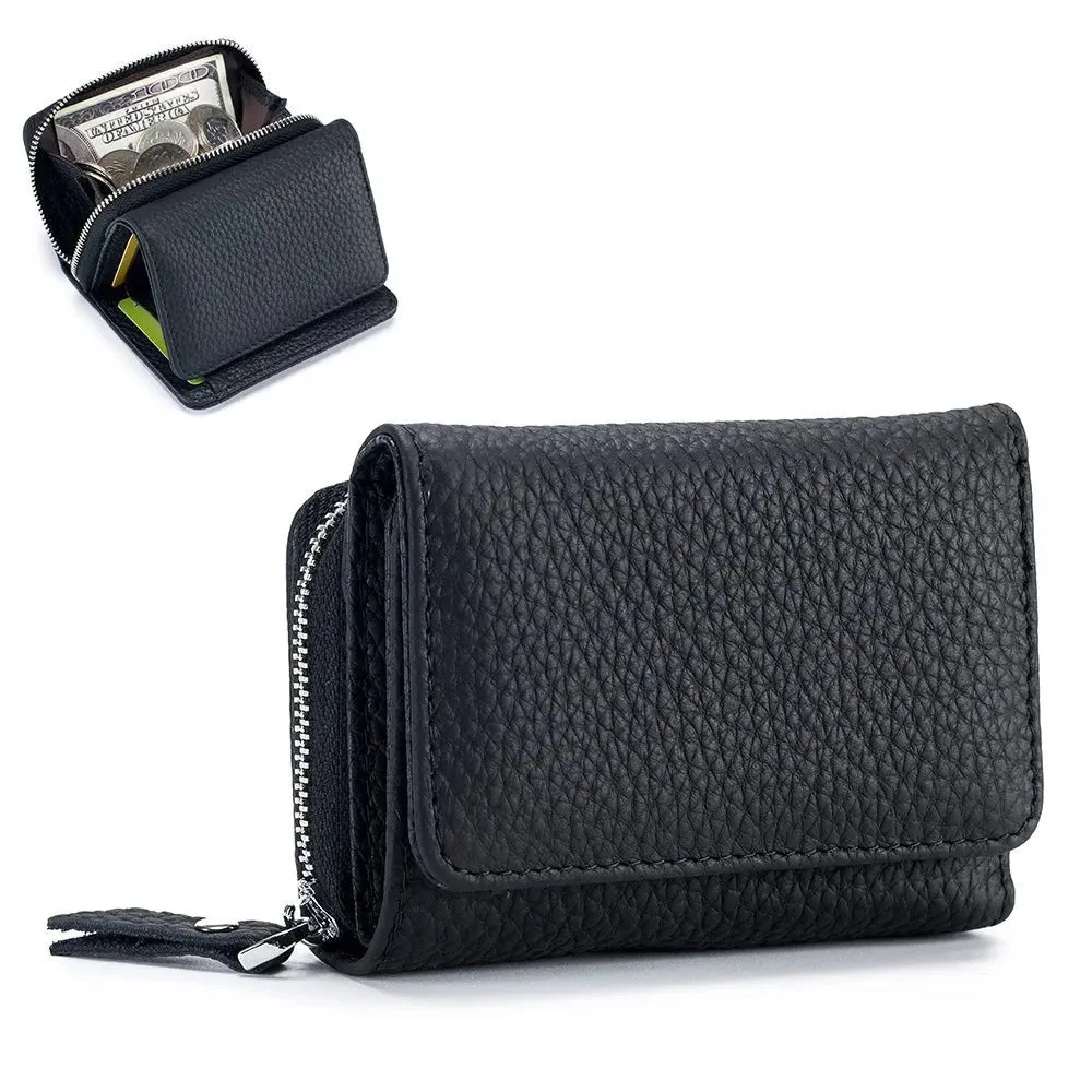 Compact Elegance: Genuine Leather Women's Wallet