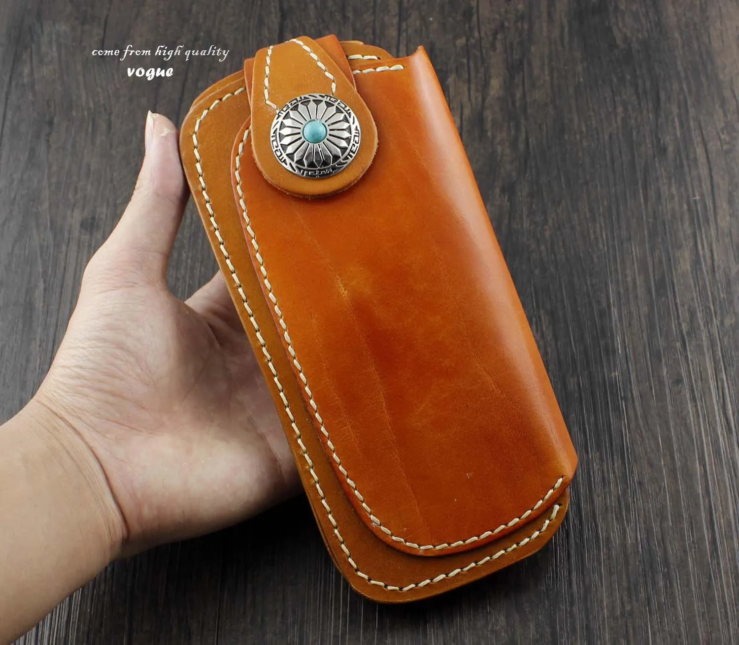 Cool Brown Leather Men's Long Biker Wallet Leather Long Wallet For Men