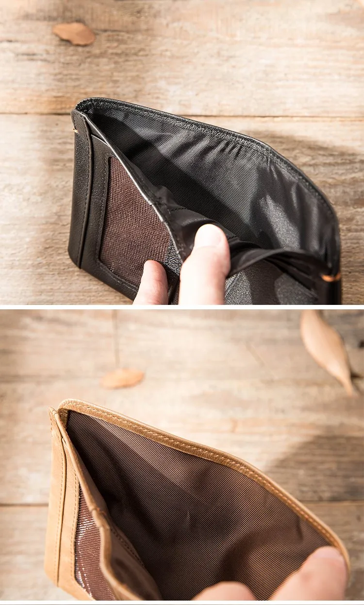 Cool Brown Leather Mens Small Wallets Bifold Black Vintage Slim billfold Wallet for Men