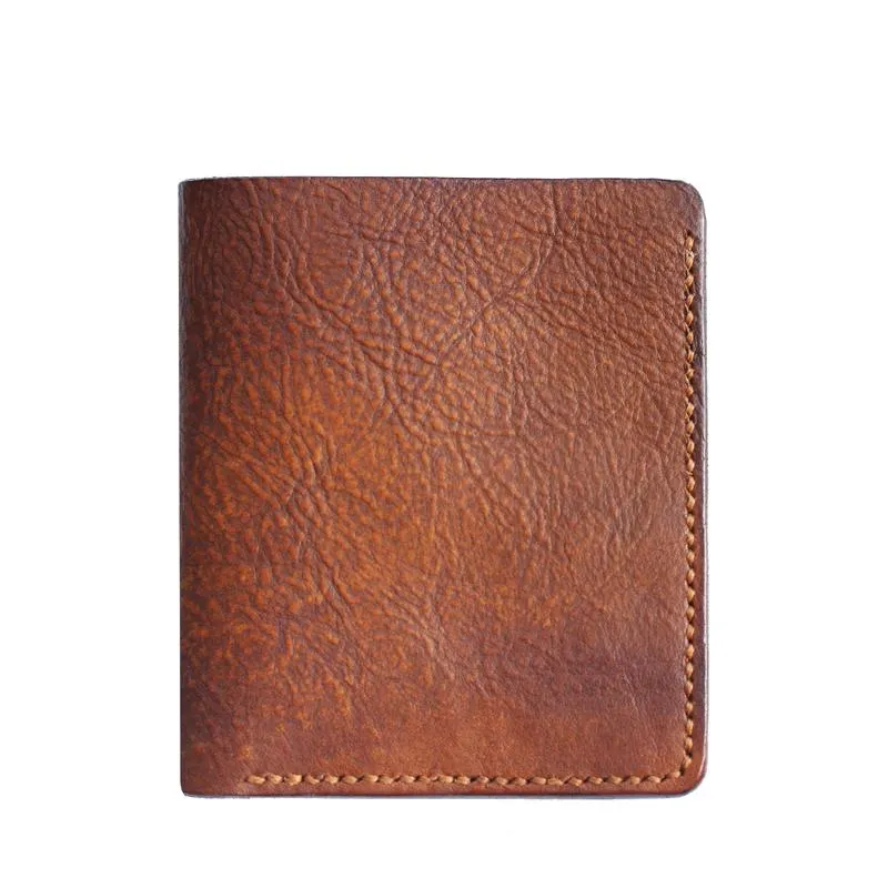Cool Brown Leather Mens Vertical Small Wallet billfold Wallet Bifold Slim Wallet For Men