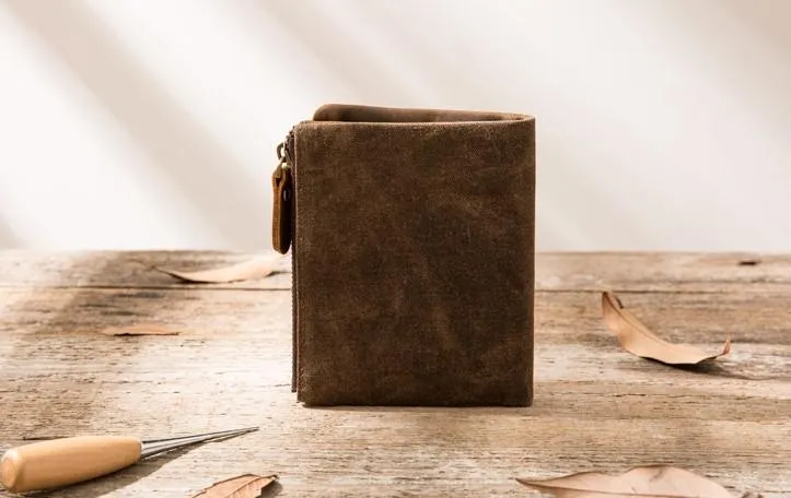 Cool Canvas Mens Small Wallet Bifold Vintage billfold Wallets for Men