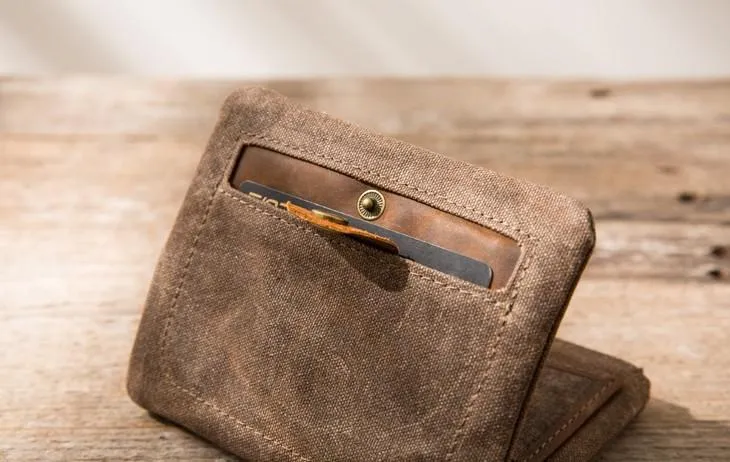 Cool Canvas Mens Small Wallet Bifold Vintage billfold Wallets for Men