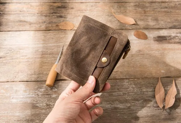 Cool Canvas Mens Small Wallet Bifold Vintage billfold Wallets for Men