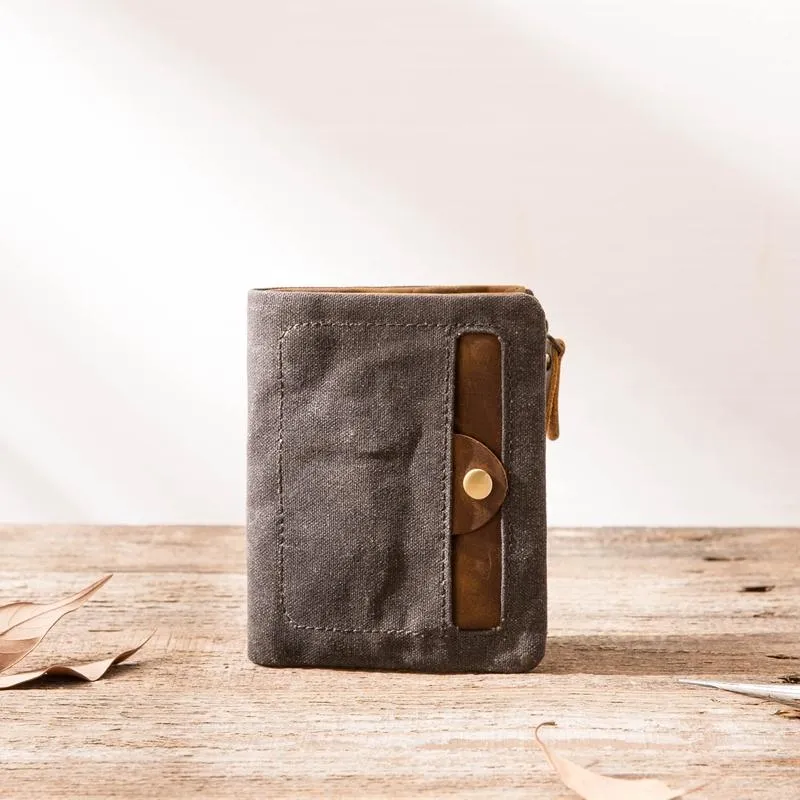 Cool Canvas Mens Small Wallet Bifold Vintage billfold Wallets for Men