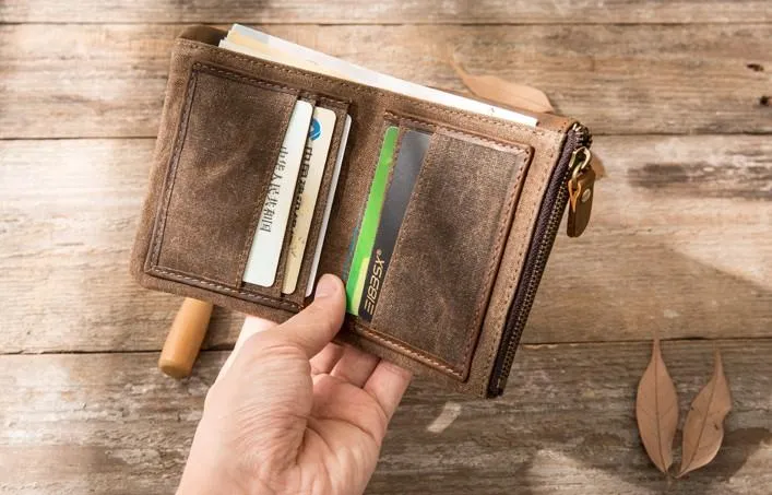 Cool Canvas Mens Small Wallet Bifold Vintage billfold Wallets for Men