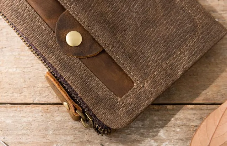 Cool Canvas Mens Small Wallet Bifold Vintage billfold Wallets for Men