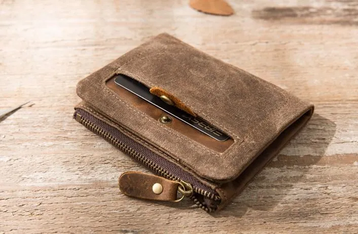 Cool Canvas Mens Small Wallet Bifold Vintage billfold Wallets for Men