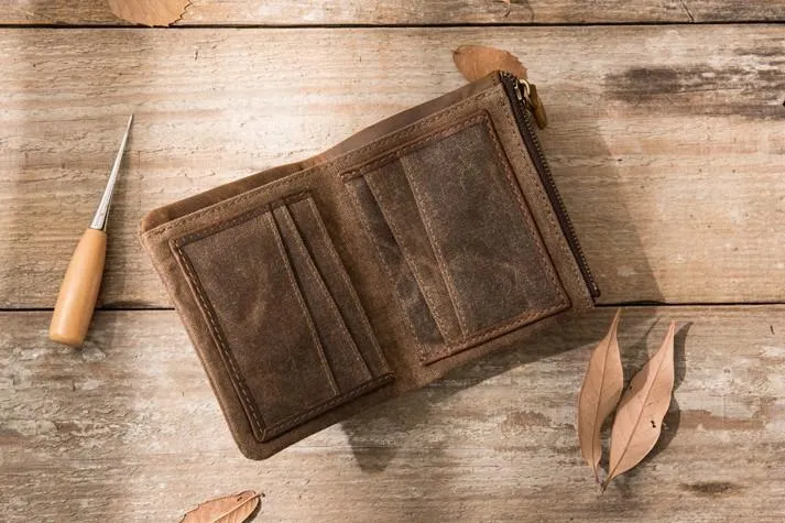 Cool Canvas Mens Small Wallet Bifold Vintage billfold Wallets for Men